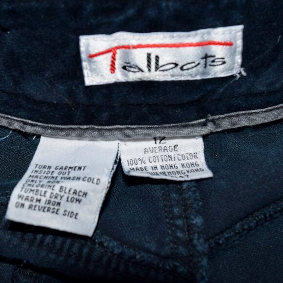 Talbots Size 12 Black Cotton Blend Velveteen Straight Leg Pants - Picture 10 of 14